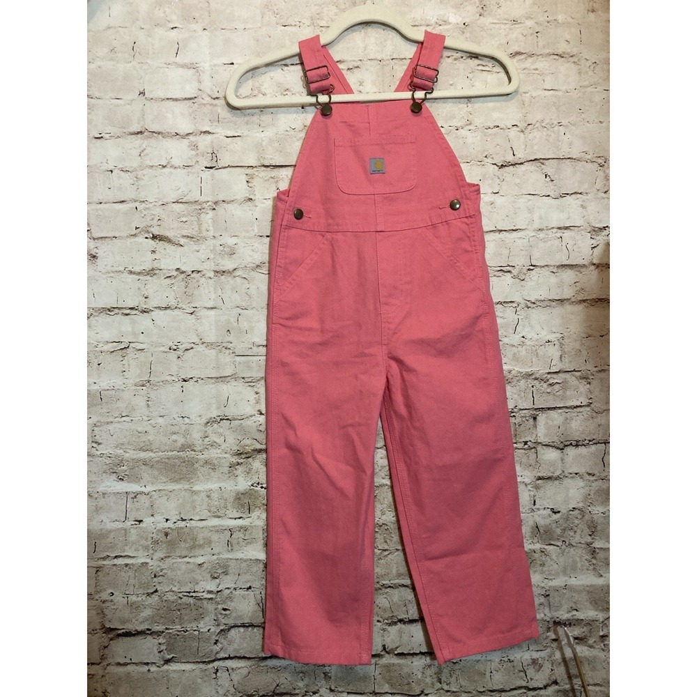 Girls Carhartt Overalls 4T Pink Canvas Bib Adjustable Straps Workwear Utility